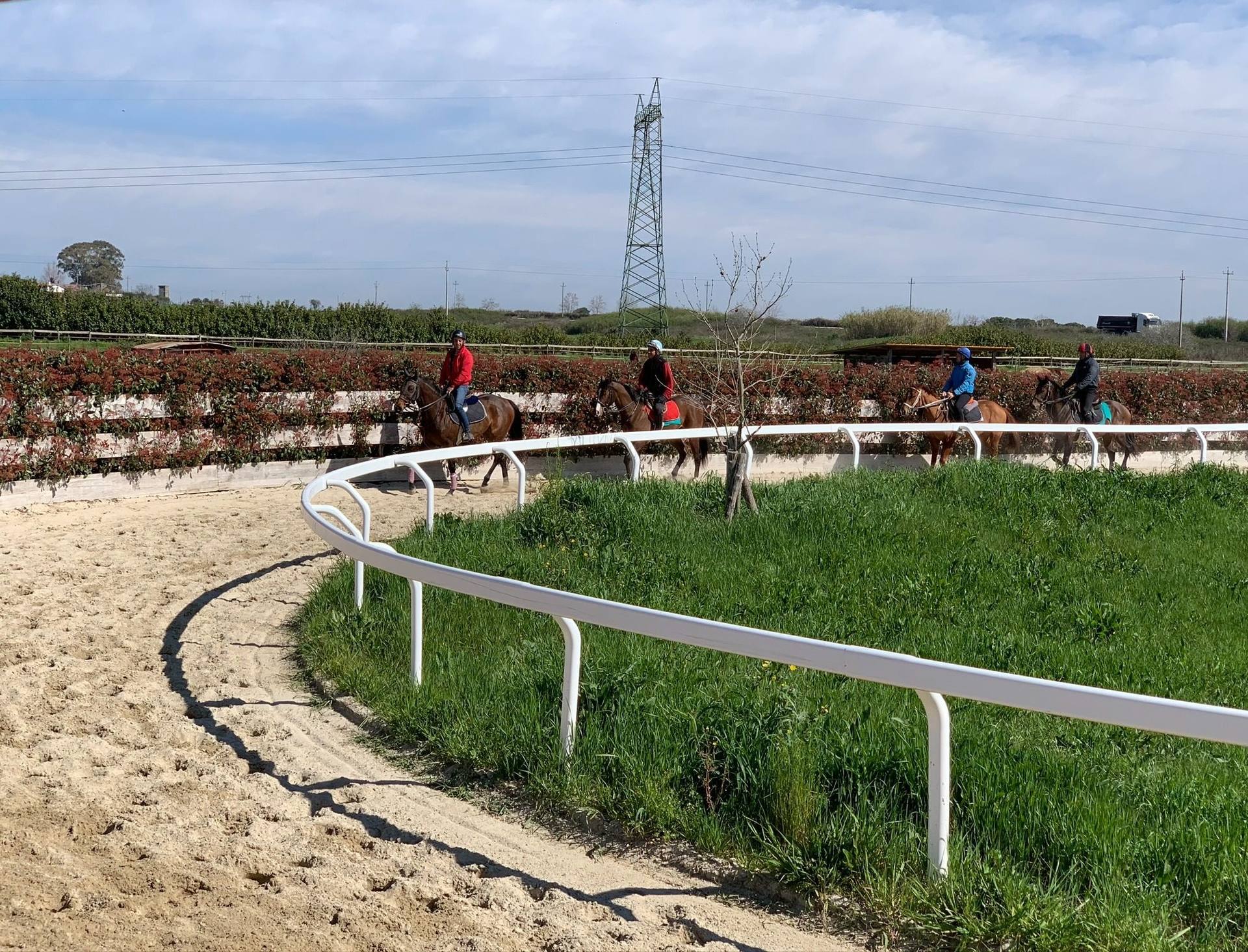 Cavalieri in allenamento sulla pista